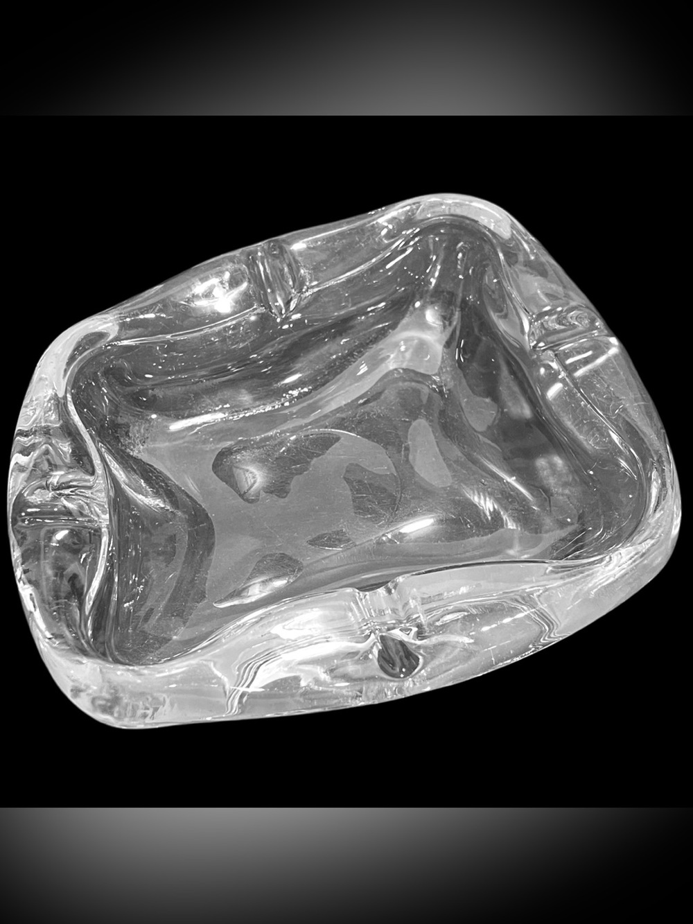 Vintage 1950s Anchor Hocking Swedish Modern Free Organic Form Glass Ashtray
